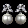 Silver Diamond White Pearl Bridal Wedding Necklace 2592 Bridal Wedding Earrings 5152 Bridal Wedding Jewelry Set