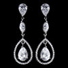 Antique Silver Clear CZ Crystal Bridal Wedding Earrings 5243