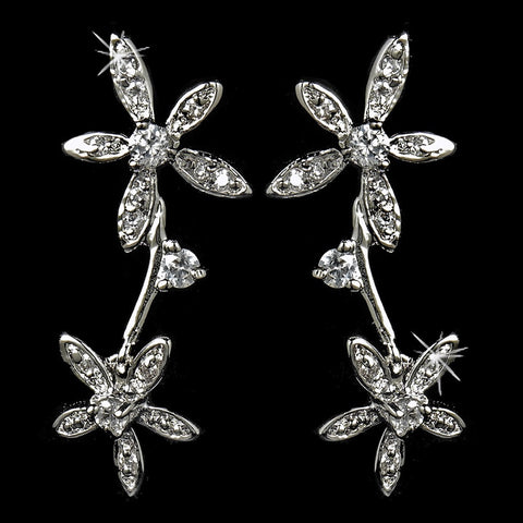 Unique Starfish Style Cubic Zirconia Bridal Wedding Earrings E 5265