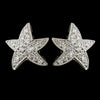 Antique Silver Clear CZ Crystal Starfish Stud Bridal Wedding Earrings 5336