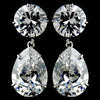 Gorgeous Antique Silver Clear Cubic Zirconium Teardrop Bridal Wedding Earrings E 5372