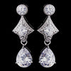 Antique Silver Clear Pear Cut CZ Bridal Wedding Necklace 5113 & Bridal Wedding Earrings 5559 Bridal Wedding Jewelry Set