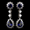 Princess Kate Middleton Inspired Silver Clear & Sapphire CZ Drop Bridal Wedding Earrings 5560