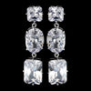 Glamorous Silver Clear CZ Dangle Bridal Wedding Earrings 5820