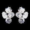 Beautiful Antique Silver Clear CZ Stud Bridal Wedding Earrings 5972