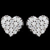 Rhodium Clear CZ Pave Stud Heart Bridal Wedding Earrings 6215