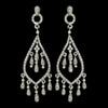 Glamorous Antique Silver Clear Rhinestone Chandelier Bridal Wedding Earrings 6280