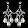 Antique Rhodium Small Freshwater Pearl Drop Chandelier Bridal Wedding Earrings 6524