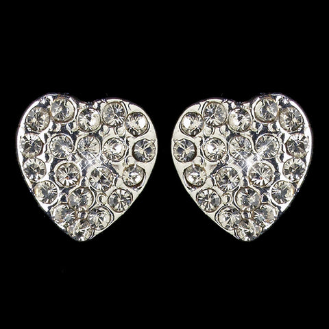 Silver Clear Rhinestones Heart Bridal Wedding Earrings 675