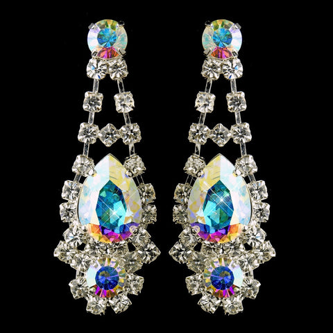 Silver Clear Crystal & AB Rhinestone Bridal Wedding Earrings 70013