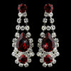 Silver Clear Crystal & Red Rhinestone Bridal Wedding Earrings 70013