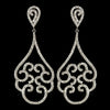 Rhodium Clear CZ Crystal Swirl Chandelier Bridal Wedding Earrings 7233