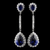 Antique Silver Rhodium Sapphire CZ Crystal Drop Bridal Wedding Earrings 7244