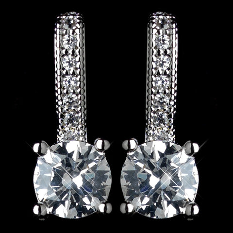 Antique Rhodium Silver Clear Petite CZ Crystal Children Bridal Wedding Earrings 7402