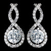 Antique Rhodium Silver Clear CZ Crystal Petite Eternity Infinity Bridal Wedding Earrings 7407