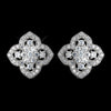 Antique Rhodium Silver Clear Vintage Encrusted Stud Bridal Wedding Earrings 7411