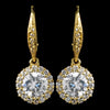 Gold Clear Leverback CZ Drop Bridal Wedding Earrings 8582