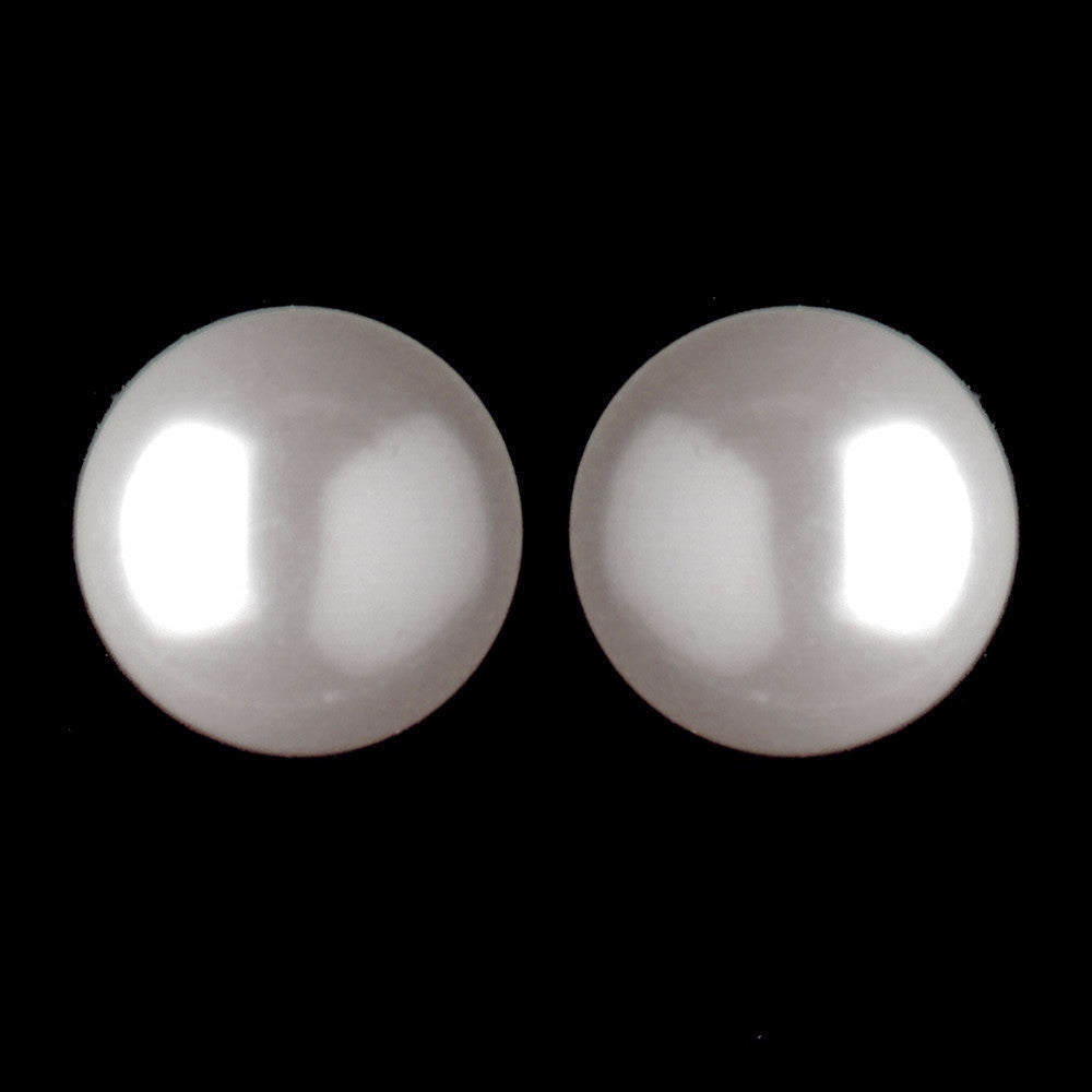 Silver Diamond White Pearl Stud Bridal Wedding Earrings E 7505
