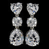 Gorgeous Silver Clear CZ Heart & Teardrop Bridal Wedding Earrings 7521