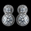 Antique Rhodium Silver Clear Double Solitaire Encrusted Stud Bridal Wedding Earrings 7735