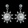 Antique Rhodium Silver Clear Petite Snowflake CZ Crystal Drop Bridal Wedding Earrings 7737