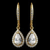 Gold Clear Leverback Teardrop CZ Drop Bridal Wedding Earrings 7740