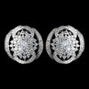 Antique Rhodium Silver Clear Vintage Great Gatsby Inspired Bridal Wedding Earrings 7743