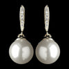 Gold Diamond White Pearl & Clear Rhinestone Drop Bridal Wedding Earrings 7757