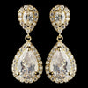 Gold Clear Oval & Teardrop CZ Crystal Drop Bridal Wedding Earrings 7761