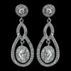 Antique Rhodium Silver Clear CZ Crystal Pave Encrusted Vintage Bridal Wedding Earrings 7778