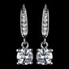 Antique Rhodium Silver Clear Pave Drop With Round Petite CZ Crystal Drop Bridal Wedding Earrings 7786
