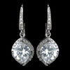 Antique Rhodium Silver Clear Leverback Bridal Wedding Earrings 7791