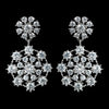 Antique Rhodium Silver Clear Cluster Drop CZ Crystal Bridal Wedding Earrings 7792