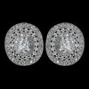 Antique Rhodium Silver Clear Vintage CZ Crystal Bridal Wedding Earrings 7795