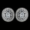 Antique Rhodium Silver Clear Pave CZ Crystal Vintage Stud Bridal Wedding Earrings 7796
