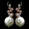 Delightful Peach Freshwater Coin Pearl Bridal Wedding Earrings 7833