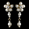Gold Ivory Floral Pearl Dangle Bridal Wedding Earrings 8001
