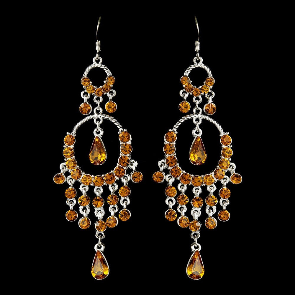 * Glistening Orange Rhinestones Earring 801