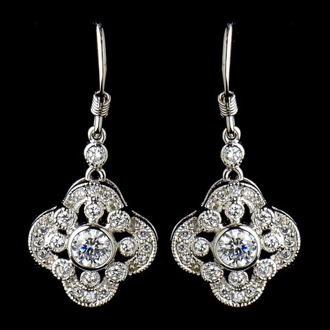 Intricate Floral Bridal Wedding Cubic Zirconia Earring E 8107