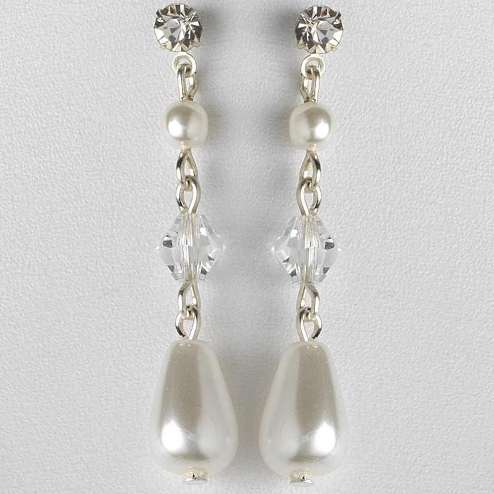 Pearl, Crystal, Rhinestone Dangle Bridal Wedding Earrings 8146