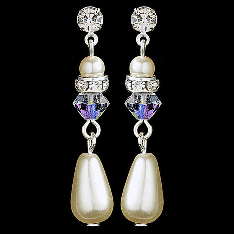 Pearl & Crystal Dangle Bridal Wedding Earrings 8151