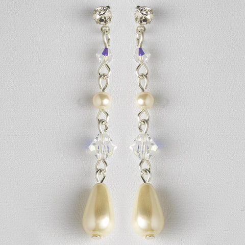 Pearl & AB Swarovski Crystal Bead Dangle Bridal Wedding Earrings 8154