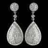 Rhodium Clear Round & Teardrop Pave CZ Crystal Bridal Wedding Necklace 82008 & Bridal Wedding Earrings 82009 Bridal Wedding Jewelry Set