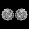 Rhodium Clear CZ Crystal Rose Bridal Wedding Hair Clip On Stud Bridal Wedding Earrings 82010