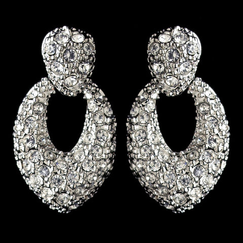 Rhodium Clear Pave Rhinestone Stud Bridal Wedding Earrings 82014