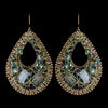 Gold Olive Green Beaded & Rhinestone Hand Made Fashion Chandelier Bridal Wedding Earrings 82038