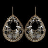 Gold Smoke & Black Beaded & Rhinestone Hand Made Fashion Chandelier Bridal Wedding Earrings 82038