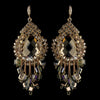 Gold Lt Brown Beaded & Rhinestone Hand Made Chandelier Bridal Wedding Earrings 82039