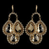 Gold Light Brown & Clear Rhinestone Drops Bridal Wedding Earrings 82042