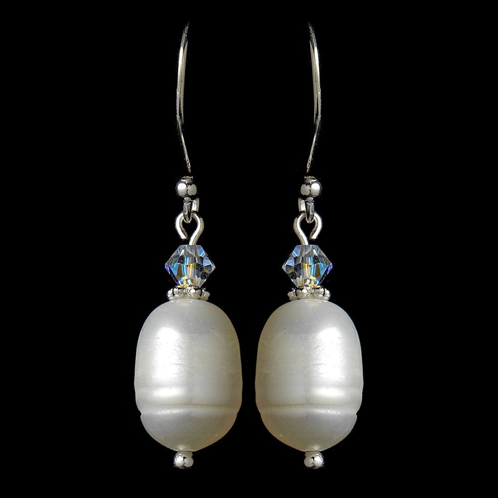 Freshwater Pearl & Crystal Bridal Wedding Earrings E 8205